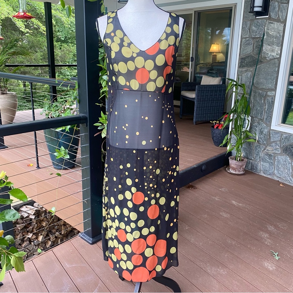 JOHNNY WAS  🌺Silk Dress, XS 🌺 Black silk slip underneath 🌺A VERY RARE DRESS!